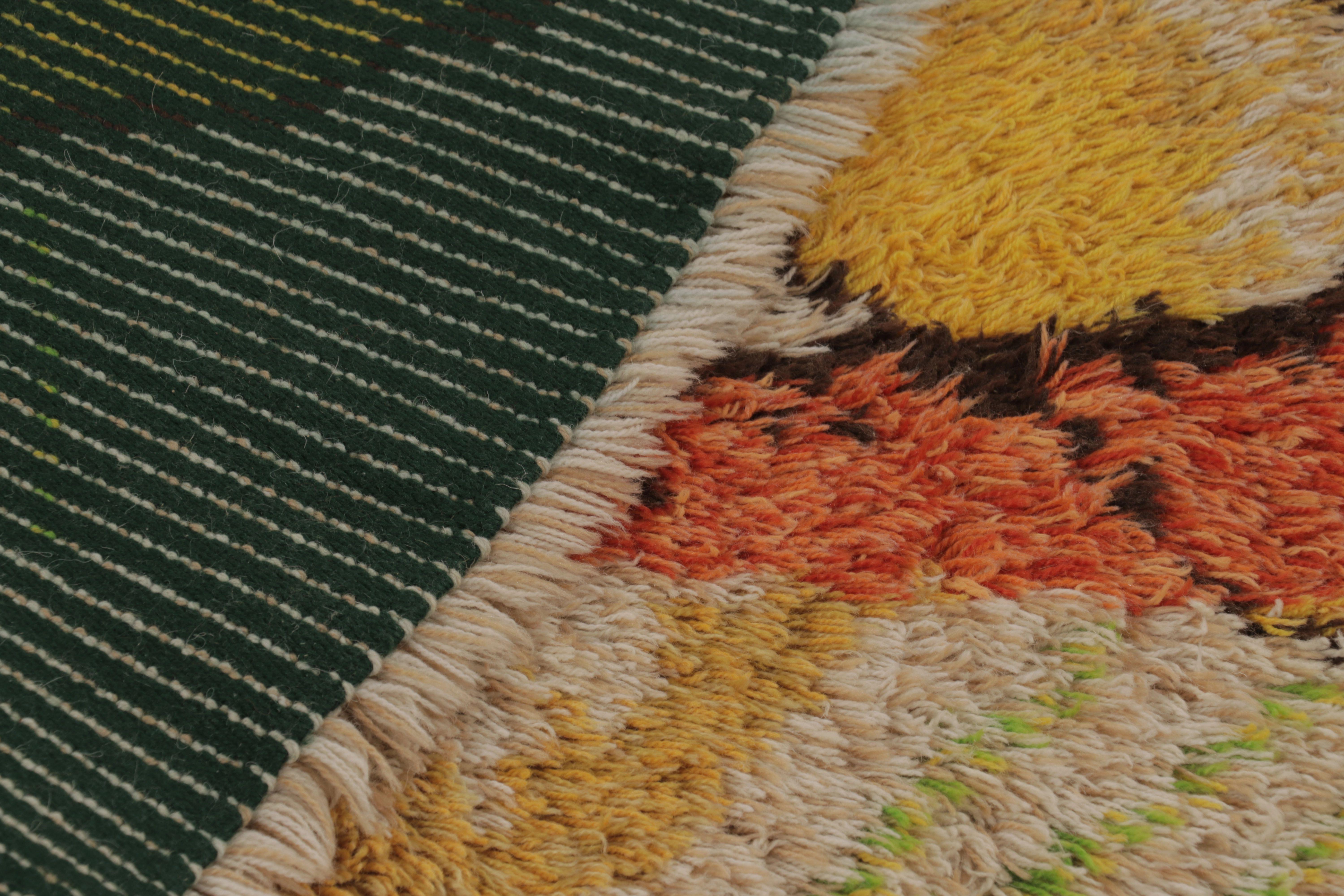 Wool Vintage Swedish Rya Rug, Natural Beige with Organic Abstract - Rug & Kilim For Sale