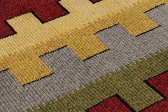 Vintage Swedish Rya Rug, Playful Scandinavian Geometric Patterns - Rug & Kilim
