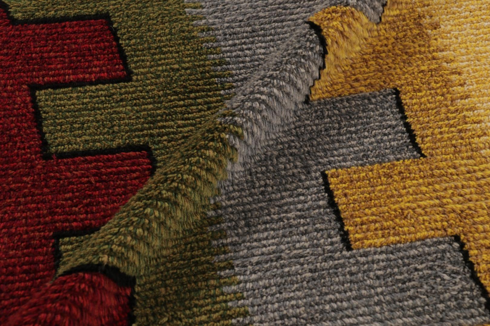 Vintage Swedish Rya Rug, Playful Scandinavian Geometric Patterns - Rug & Kilim (Schwedisch) im Angebot