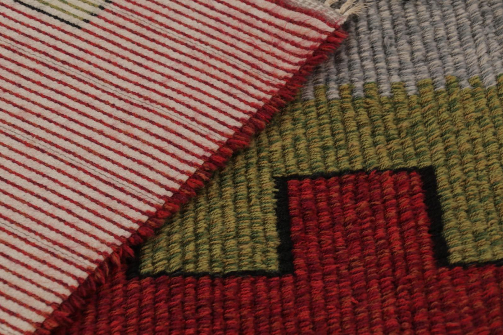 Vintage Swedish Rya Rug, Playful Scandinavian Geometric Patterns - Rug & Kilim (Handgeknüpft) im Angebot