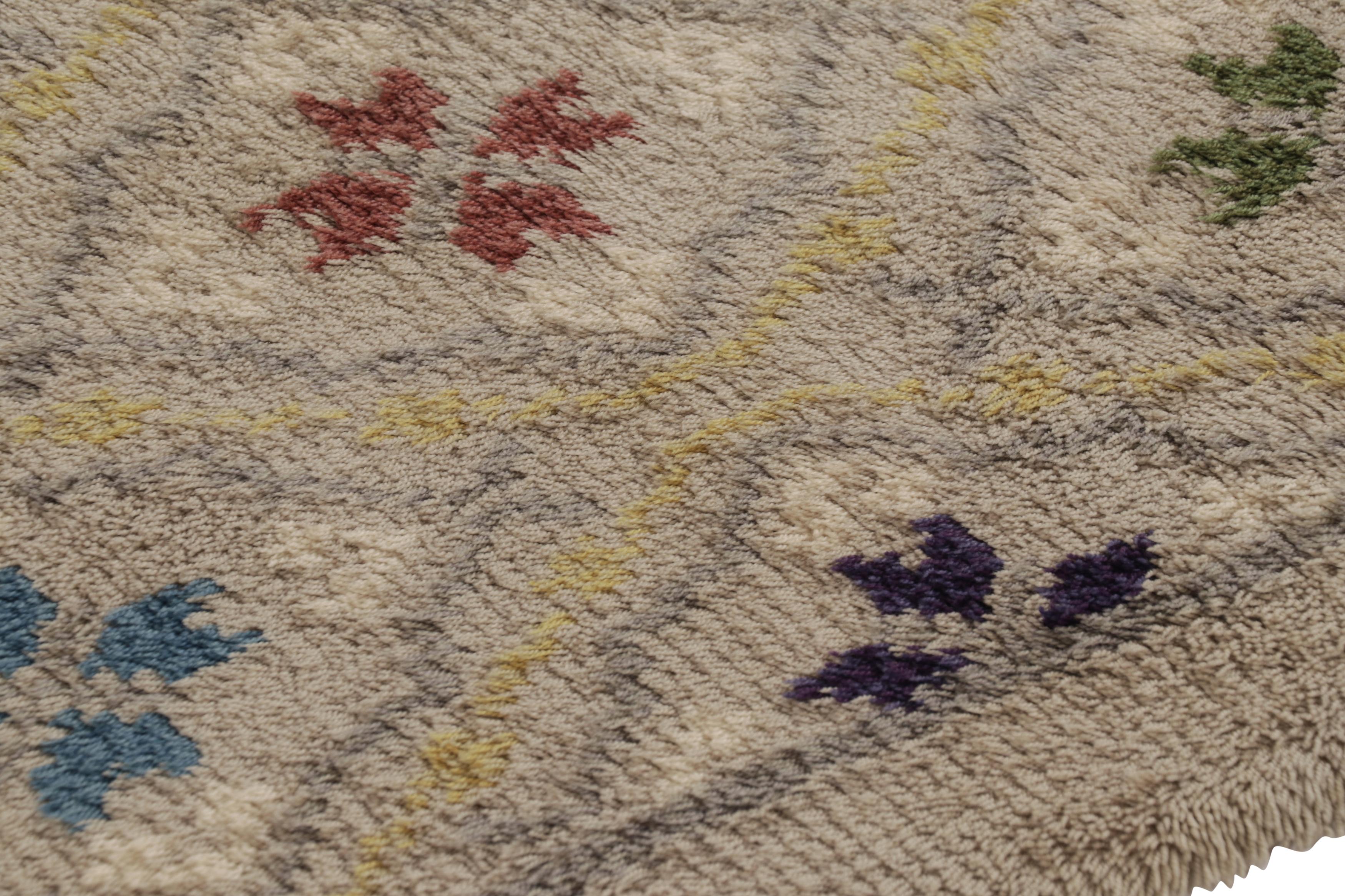 Mid-20th Century Vintage Swedish Rya Rug, Playful Scandinavian Trellis on White - Rug & Kilim For Sale