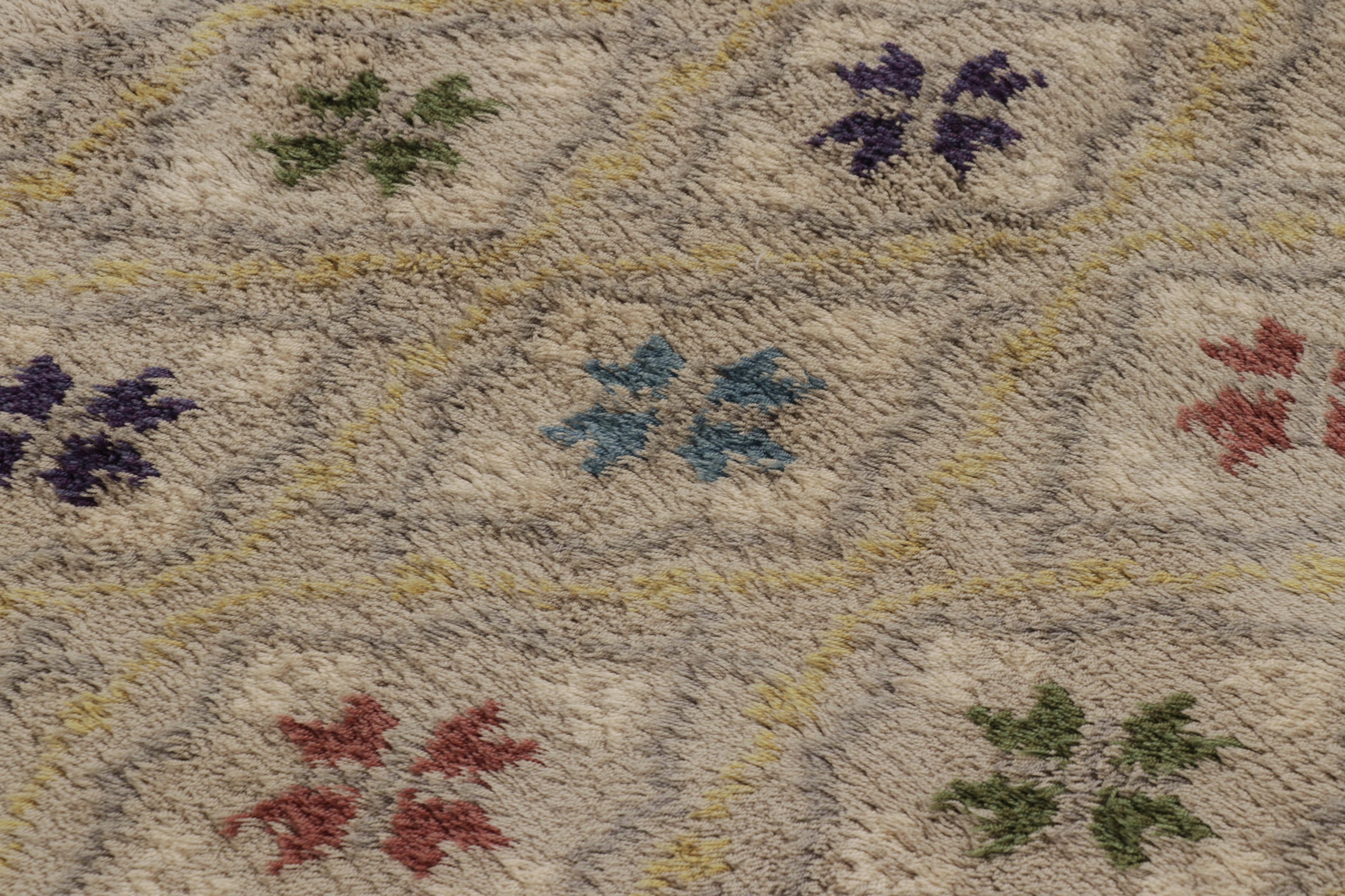 Wool Vintage Swedish Rya Rug, Playful Scandinavian Trellis on White - Rug & Kilim For Sale