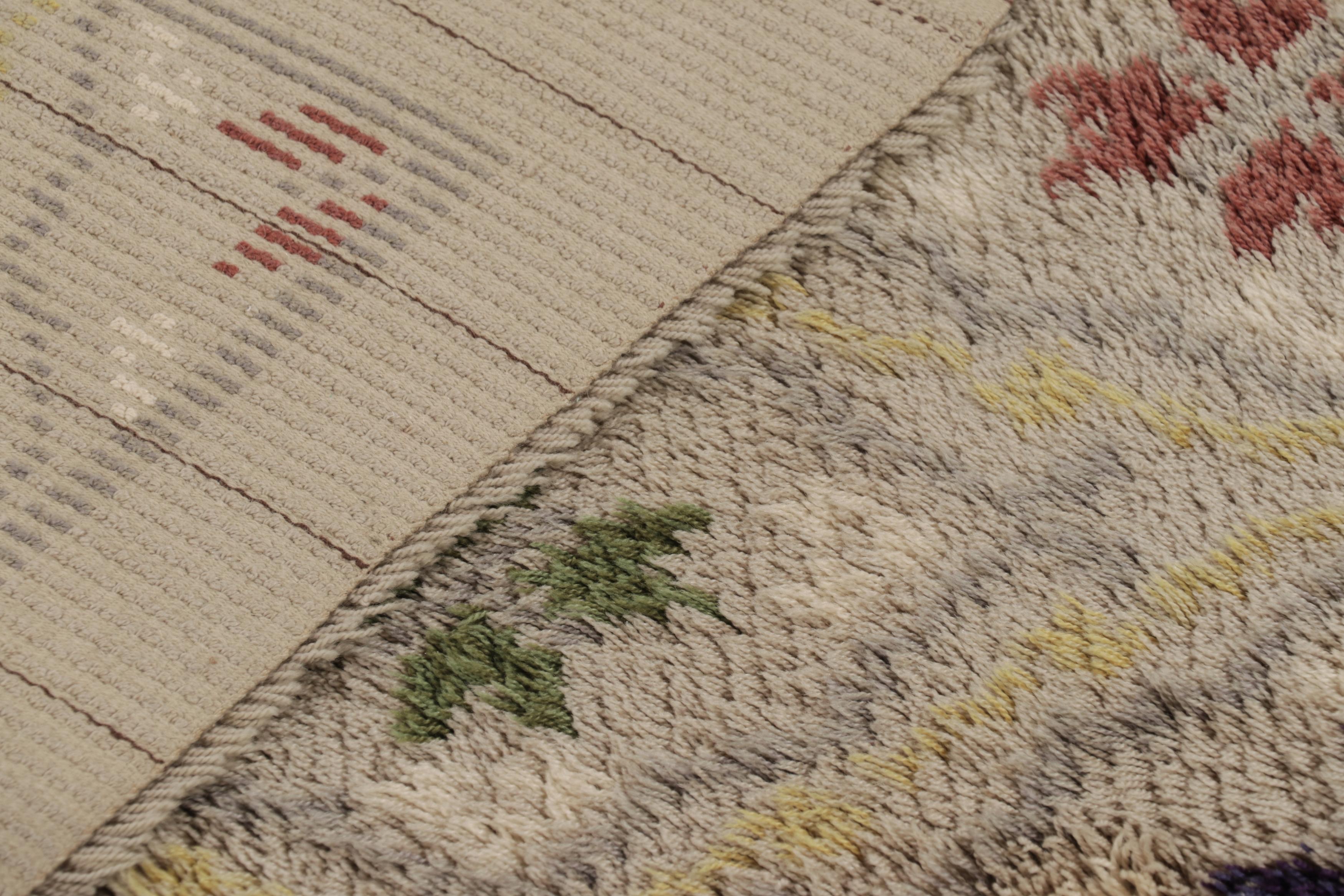 Vintage Swedish Rya Rug, Playful Scandinavian Trellis on White - Rug & Kilim For Sale 2