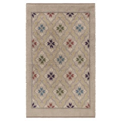 Vintage Swedish Rya Rug, Playful Scandinavian Trellis on White - Rug & Kilim