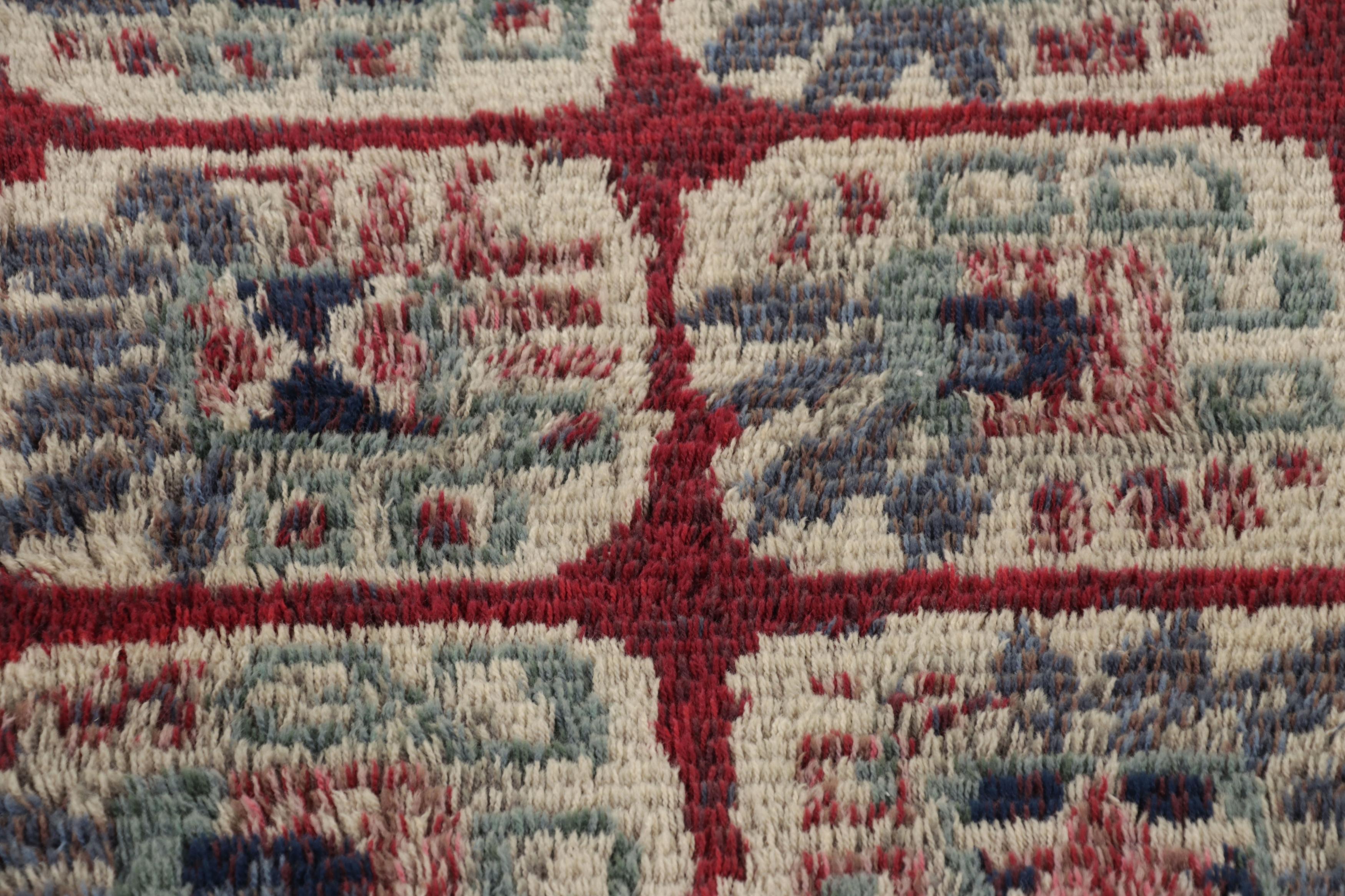 Tapis suédois vintage Rya, rouge avec des médaillons scandinaves audacieux - Rug & Kilim Bon état - En vente à Long Island City, NY