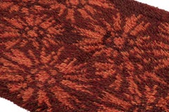 Vintage Swedish Rya Rug, Red with Bursting Scandinavian Medallions - Rug & Kilim