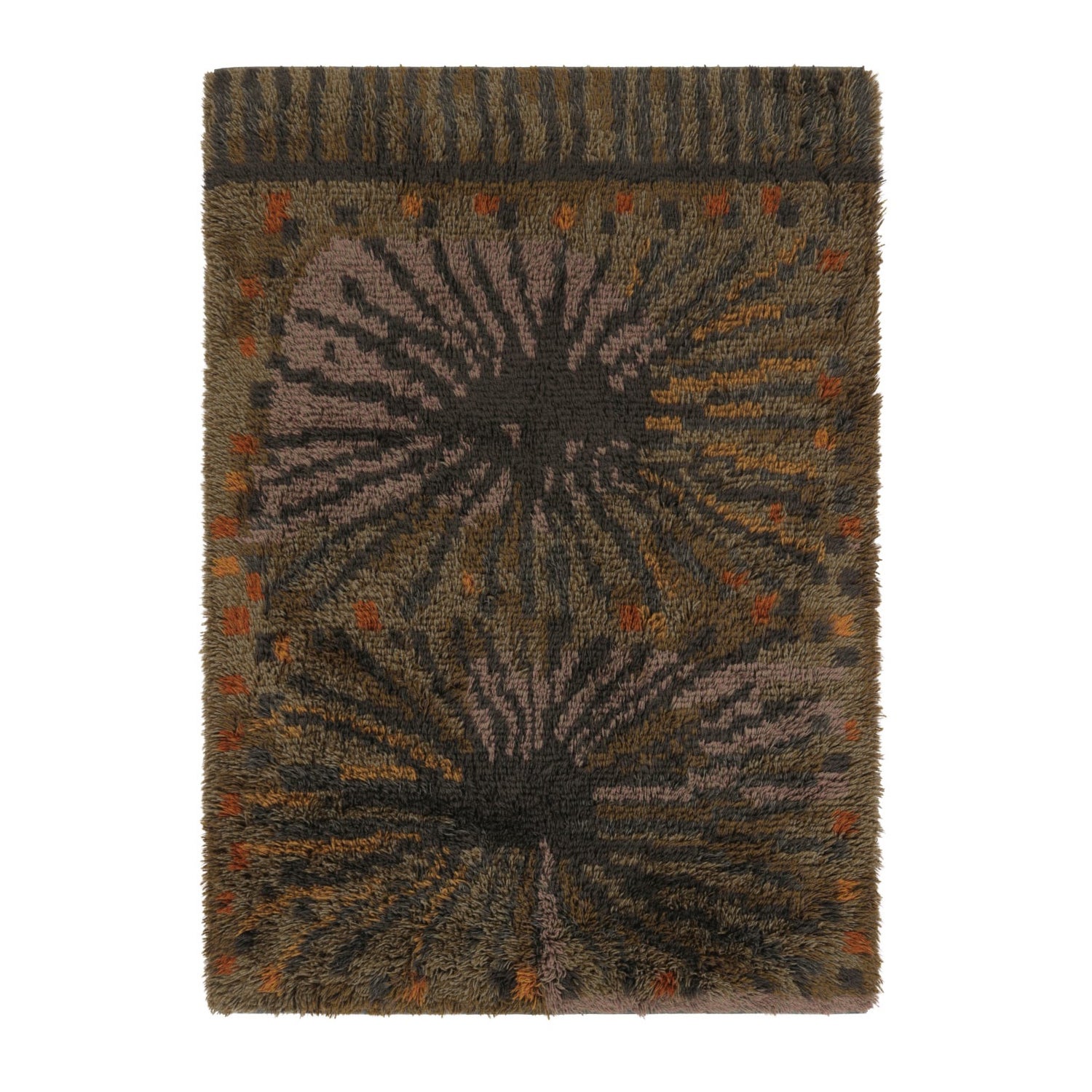 Vintage Swedish Rya Rug, Retro Scandinavian Bursting Design - Rug & Kilim