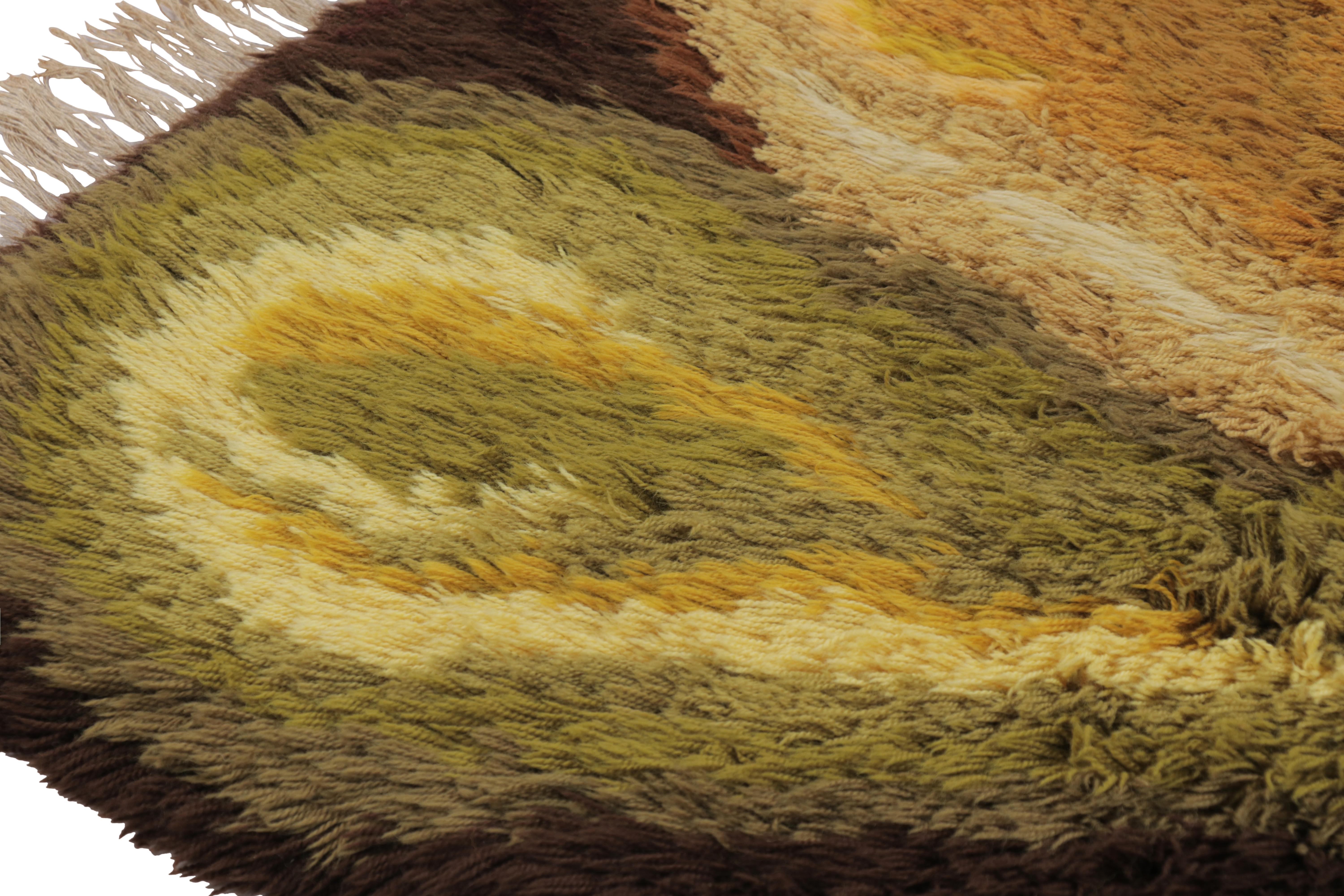 Alfombra Vintage Sueca Rya, Retro Escandinava Tono Tierra Abstracta - Rug & Kilim Anudado a mano en venta