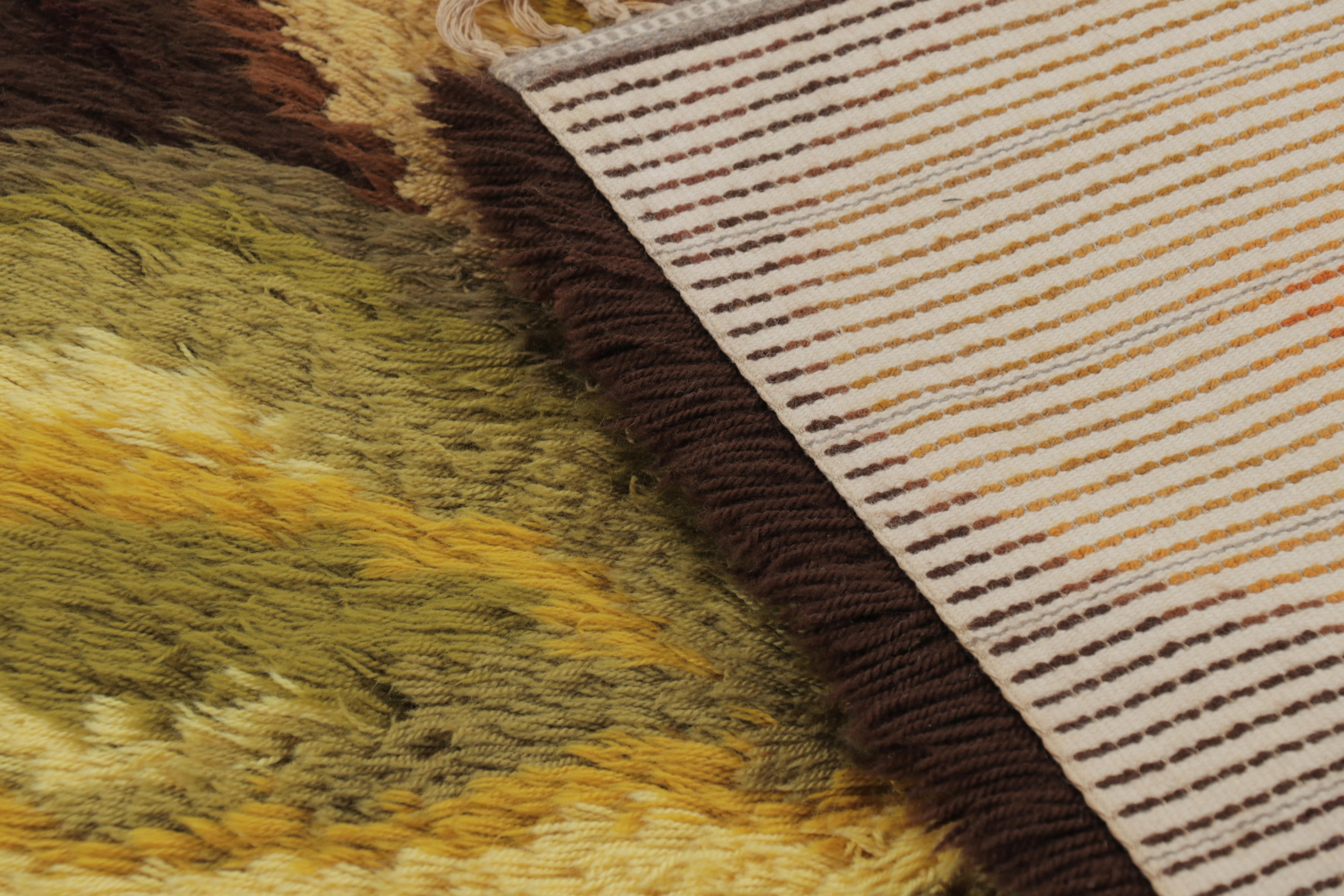 Alfombra Vintage Sueca Rya, Retro Escandinava Tono Tierra Abstracta - Rug & Kilim en Bueno estado para la venta en Long Island City, NY