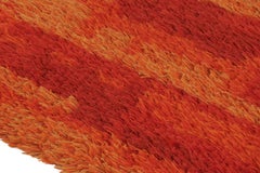 Vintage Swedish Rya Rug, Rich and Warm Red Scandinavian Abstract - Rug & Kilim