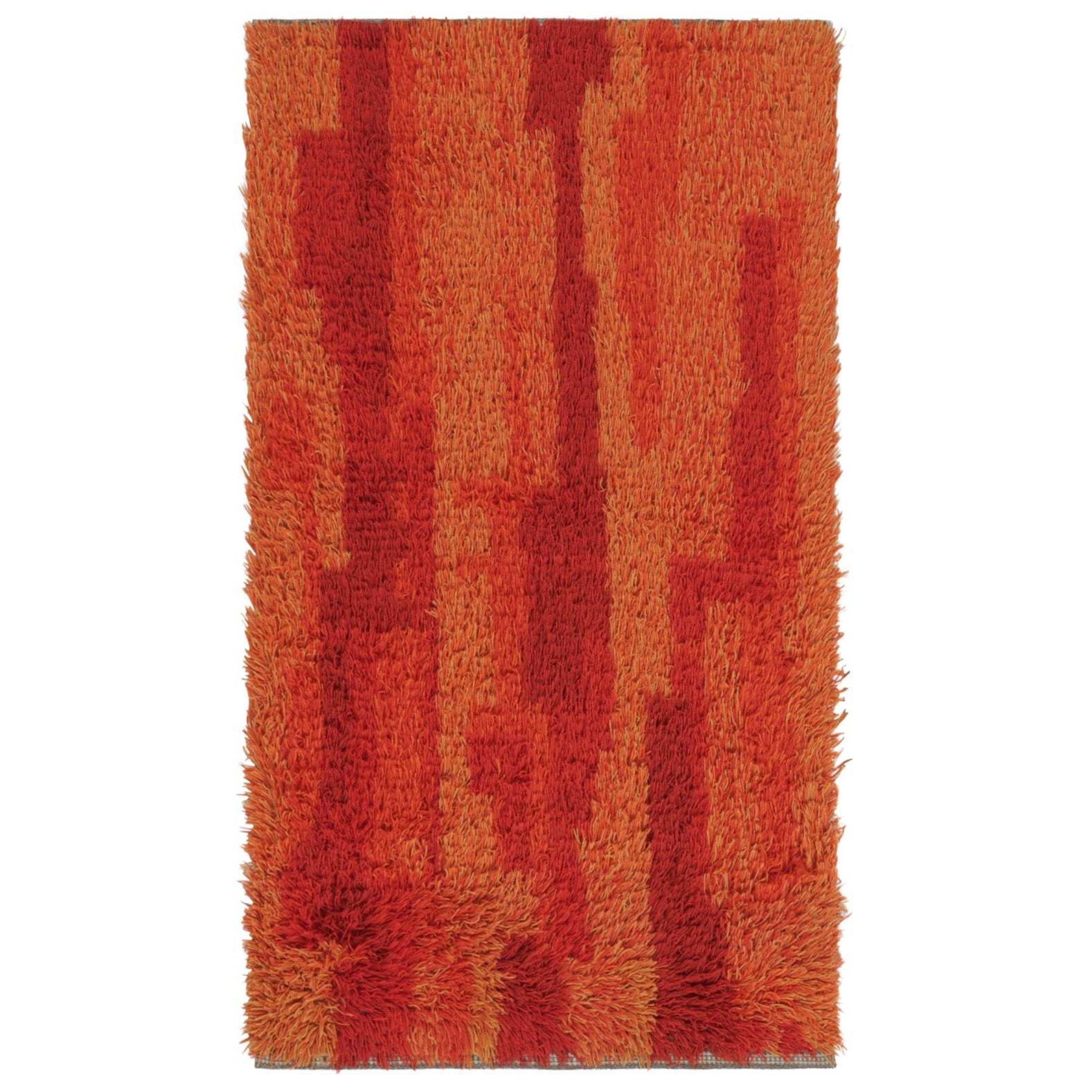 Vintage Swedish Rya Rug, Rich and Warm Red Scandinavian Abstract - Rug & Kilim