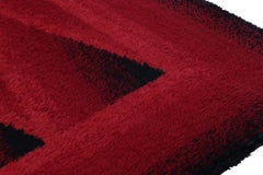 Vintage Swedish Rya Rug, Rich Red and Black Scandinavian Patterns - Rug & Kilim