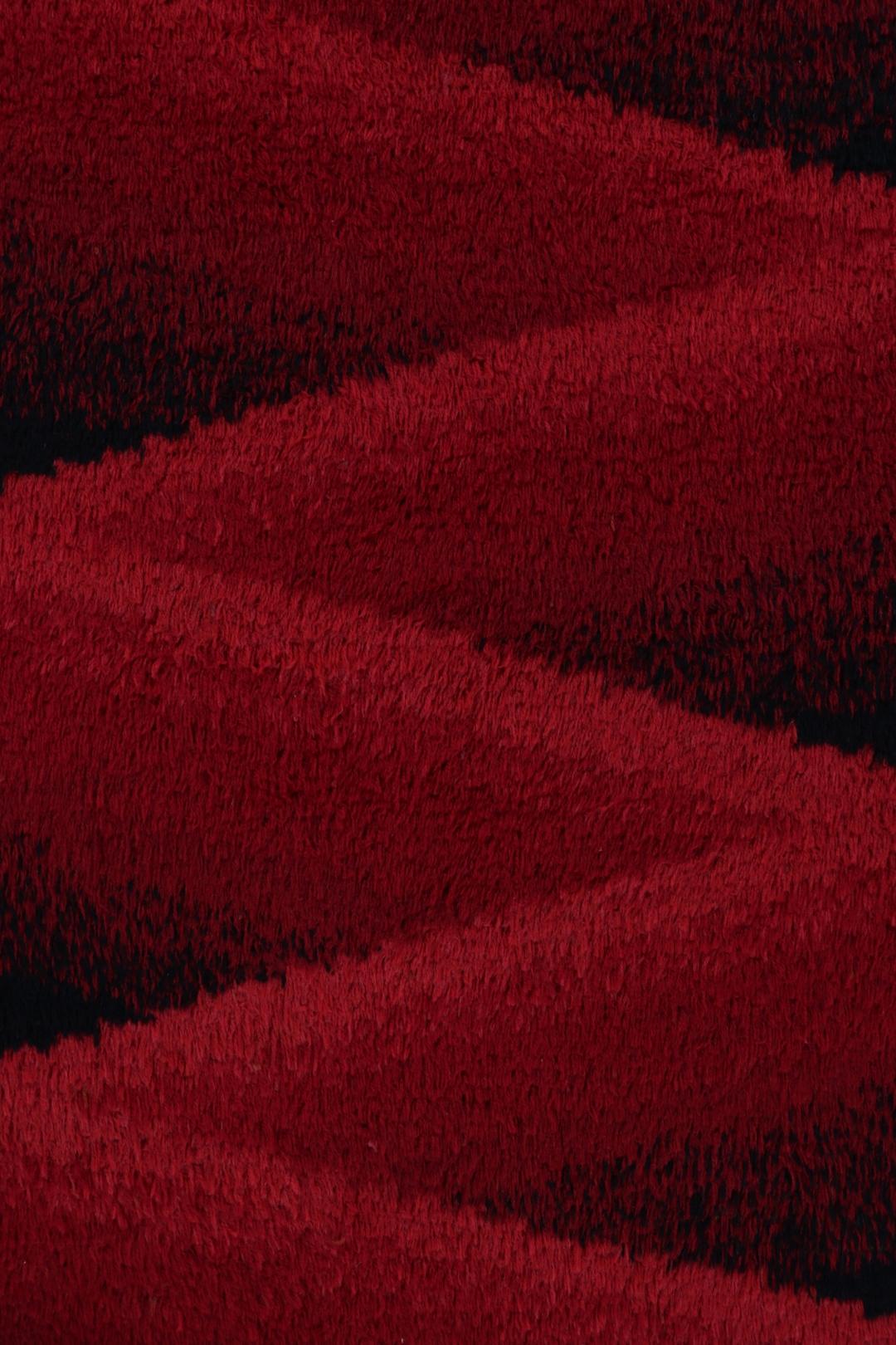 Hand-Knotted Vintage Swedish Rya Rug, Rich Red and Black Scandinavian Patterns - Rug & Kilim For Sale