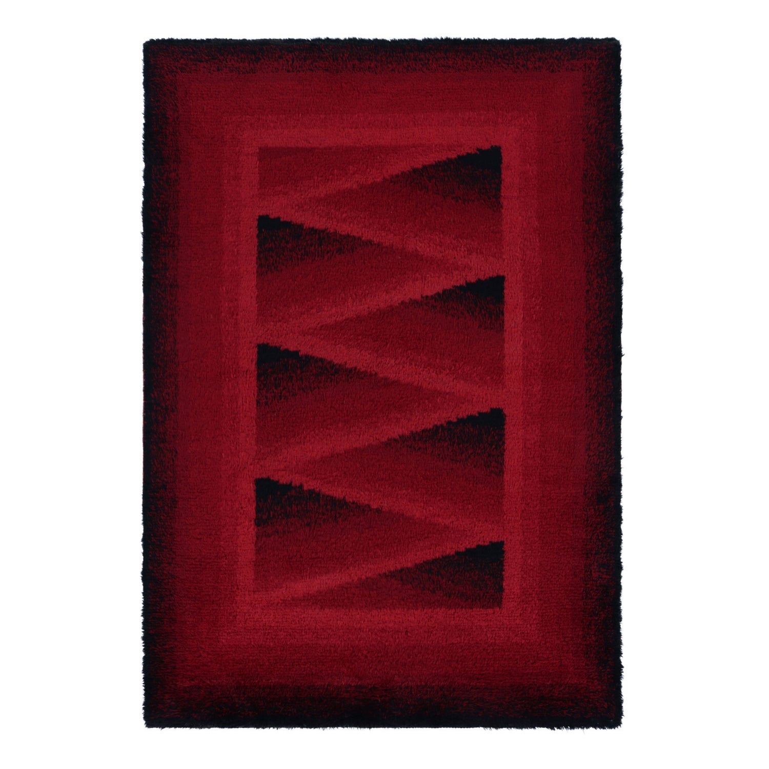 Vintage Swedish Rya Rug, Rich Red and Black Scandinavian Patterns - Rug
Kilim