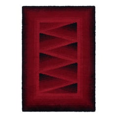 Vintage Swedish Rya Rug, Rich Red and Black Scandinavian Patterns - Rug
Kilim