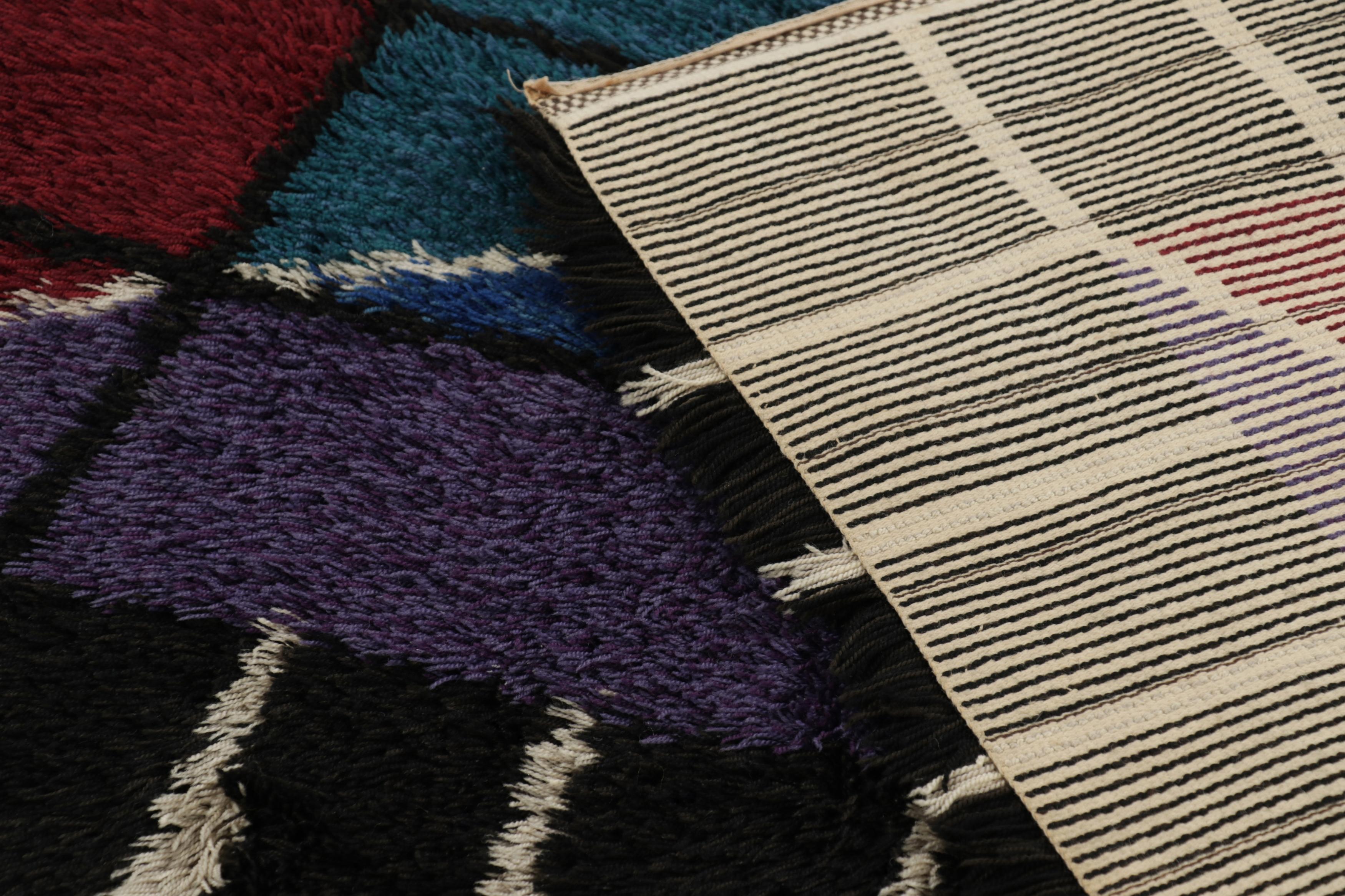 Milieu du XVIIe siècle Tapis suédois vintage Rya, riche motif géométrique scandinave - Rug & Kilim en vente