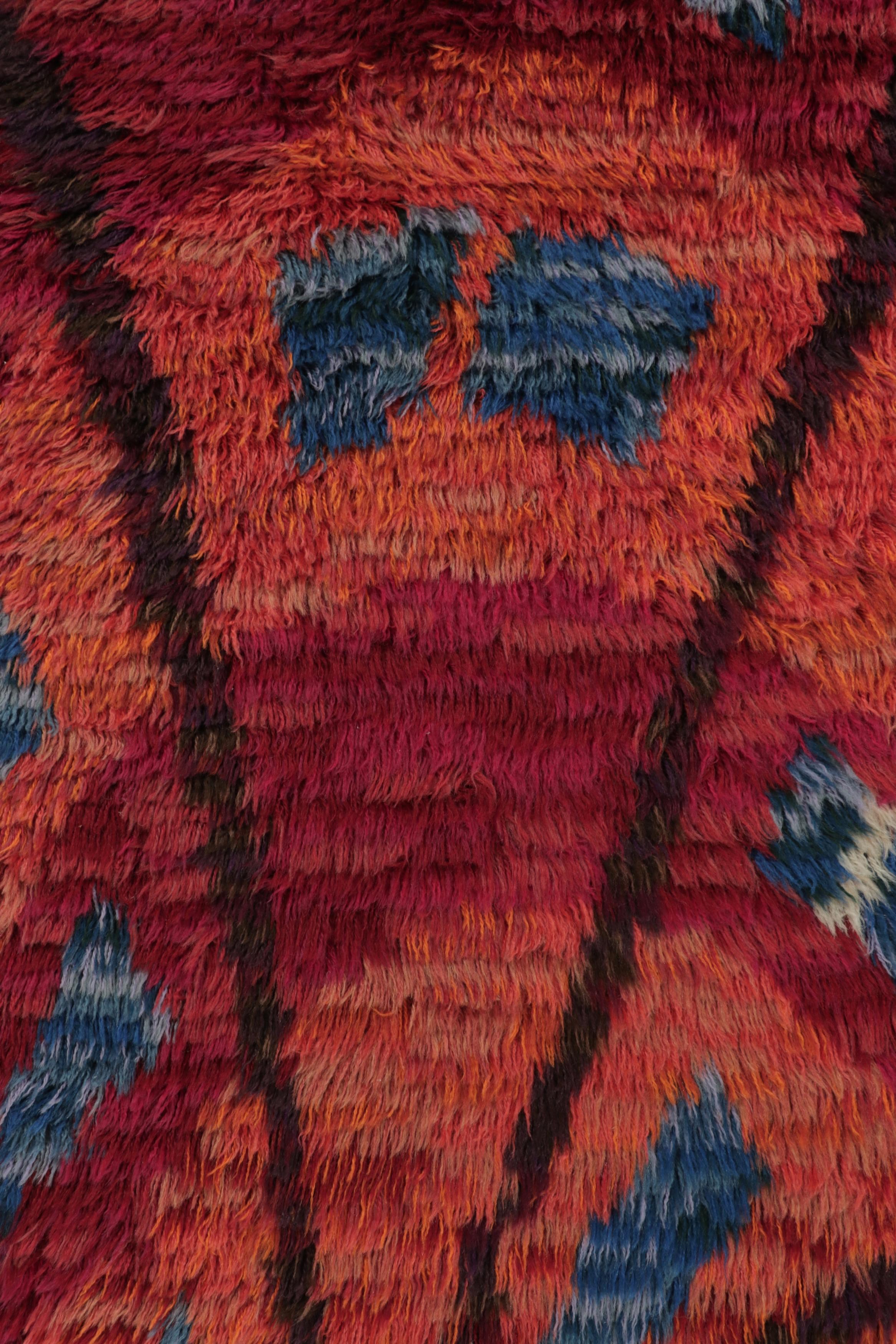 Svedese Tappeto vintage svedese Rya, ricco di caldi motivi geometrici scandinavi - Rug & Kilim in vendita