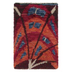 Vintage Swedish Rya Rug, Riches motifs géométriques scandinaves chauds - Rug & Kilim