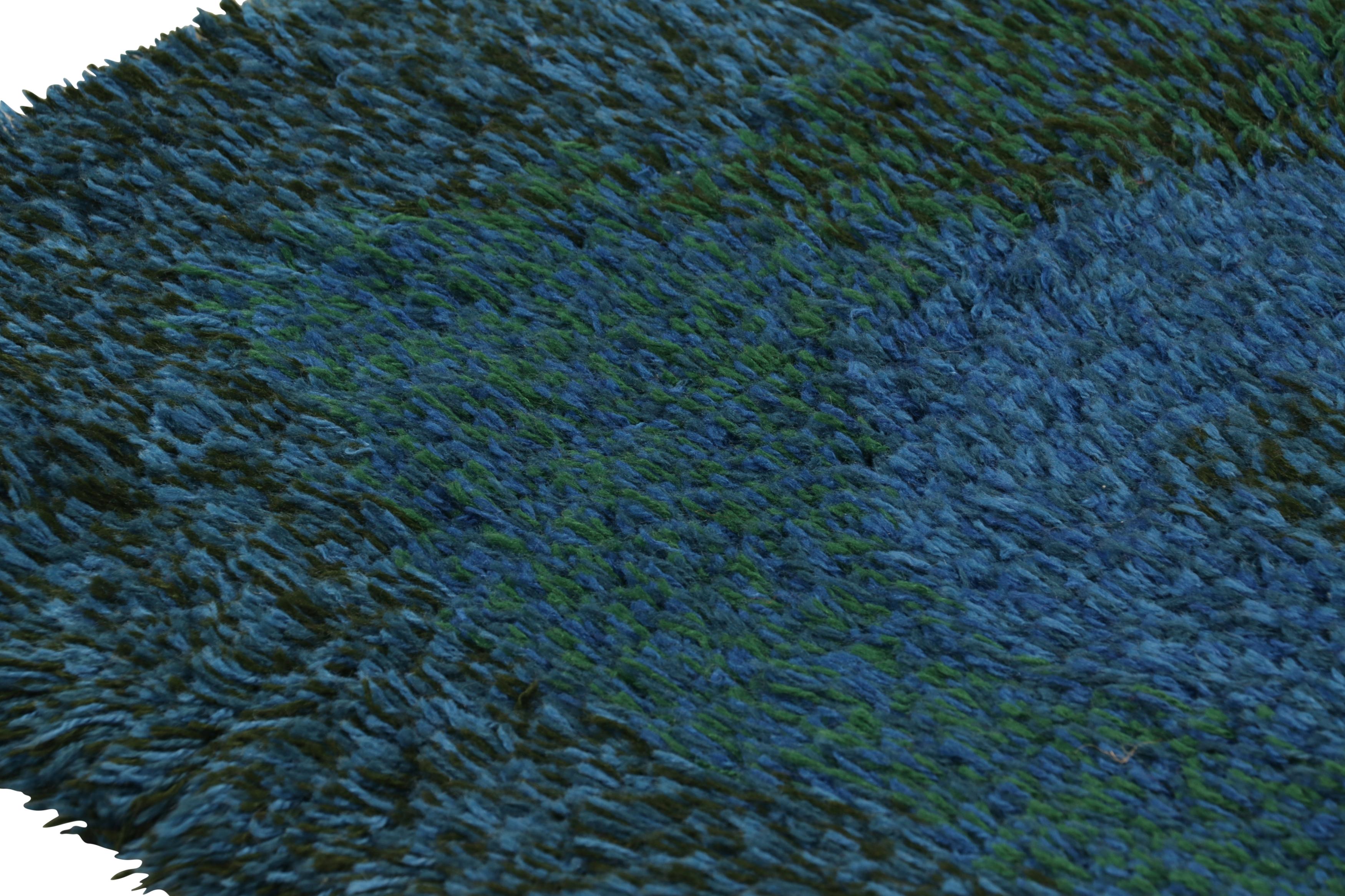 Vintage Swedish Rya Rug, Scandinavian Abstract in Teal Blue Tones - Rug & Kilim Bon état - En vente à Long Island City, NY