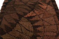 Vintage Swedish Rya Rug, Scandinavian Abstract Pattern in Brown - Rug & Kilim
