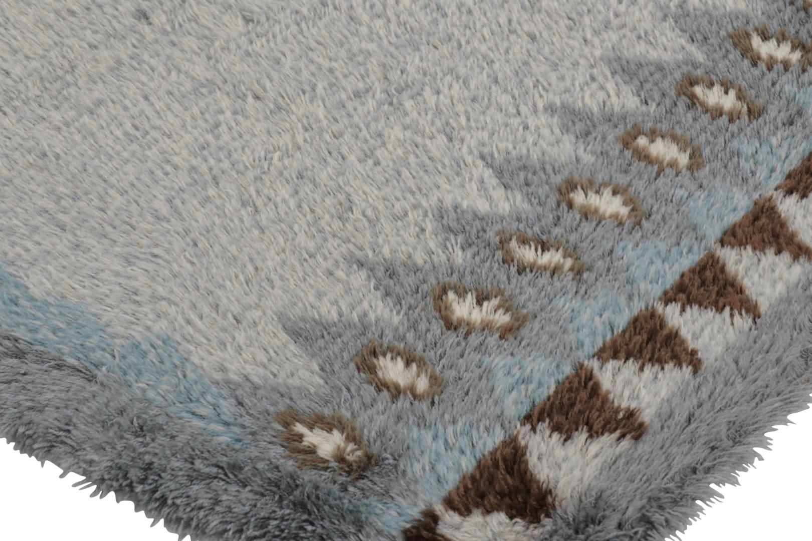 Wool Vintage Swedish Rya Rug, Scandinavian Design with Gray Open Field  - Rug & Kilim For Sale