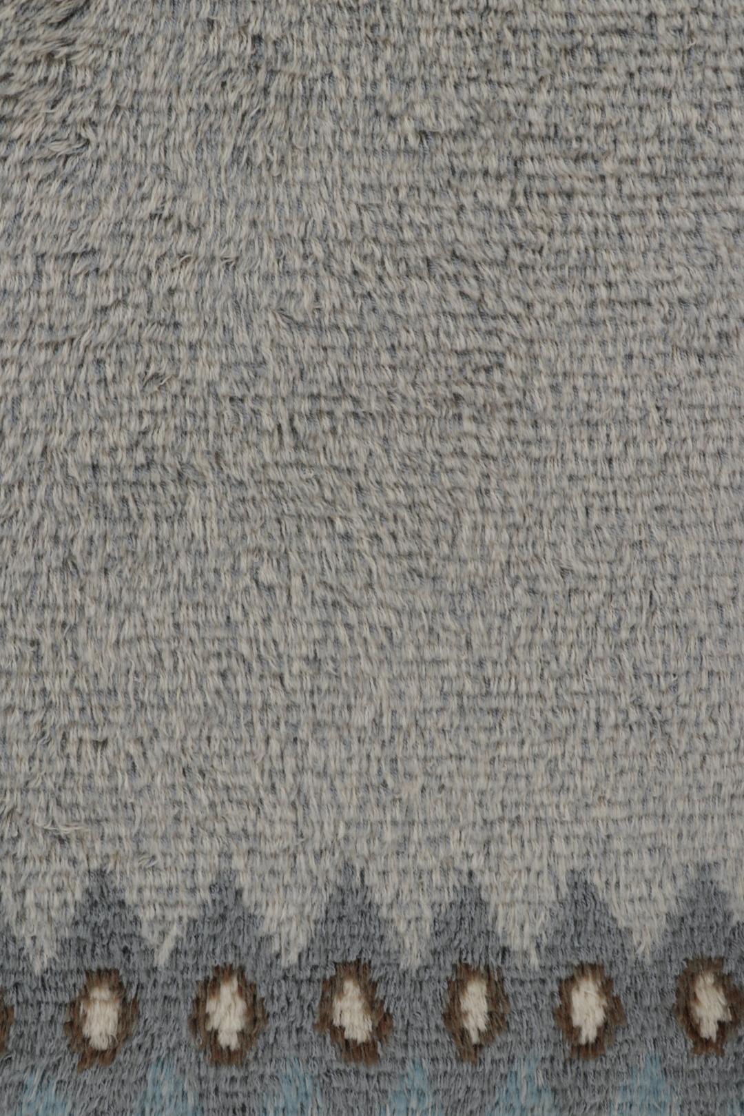 Vintage Swedish Rya Rug, Scandinavian Design with Gray Open Field  - Rug & Kilim For Sale 1