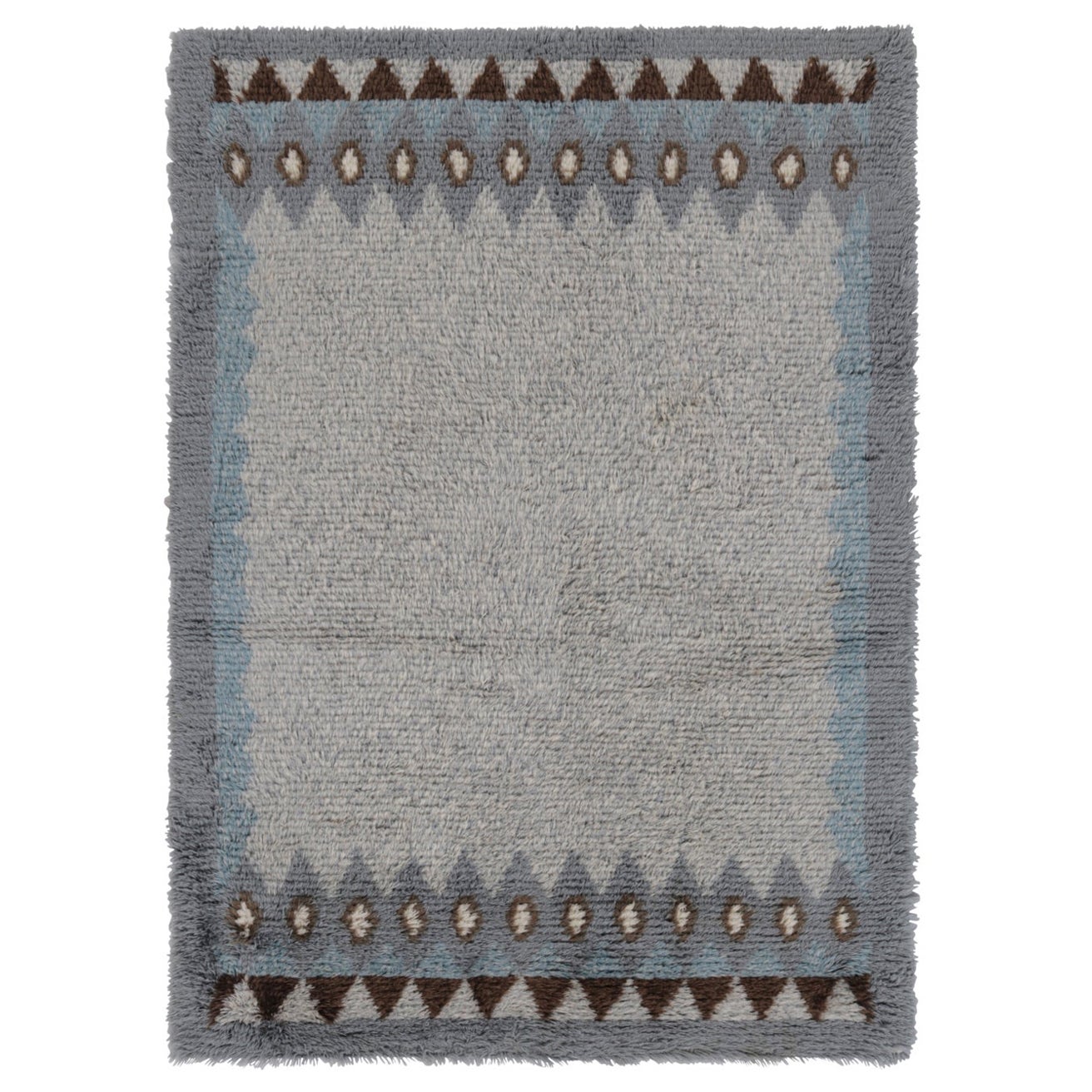 Vintage Swedish Rya Rug, Scandinavian Design with Gray Open Field  - Rug & Kilim For Sale