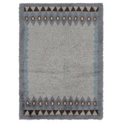 Vintage Swedish Rya Rug, Scandinavian Design with Gray Open Field  - Rug & Kilim Vintage Swedish Rya Rug, Scandinavian Design with Gray Open Field  - Rug & Kilim