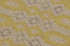 Vintage Swedish Rya Rug, Scandinavian Geometric Patterns in Gold - Rug & Kilim