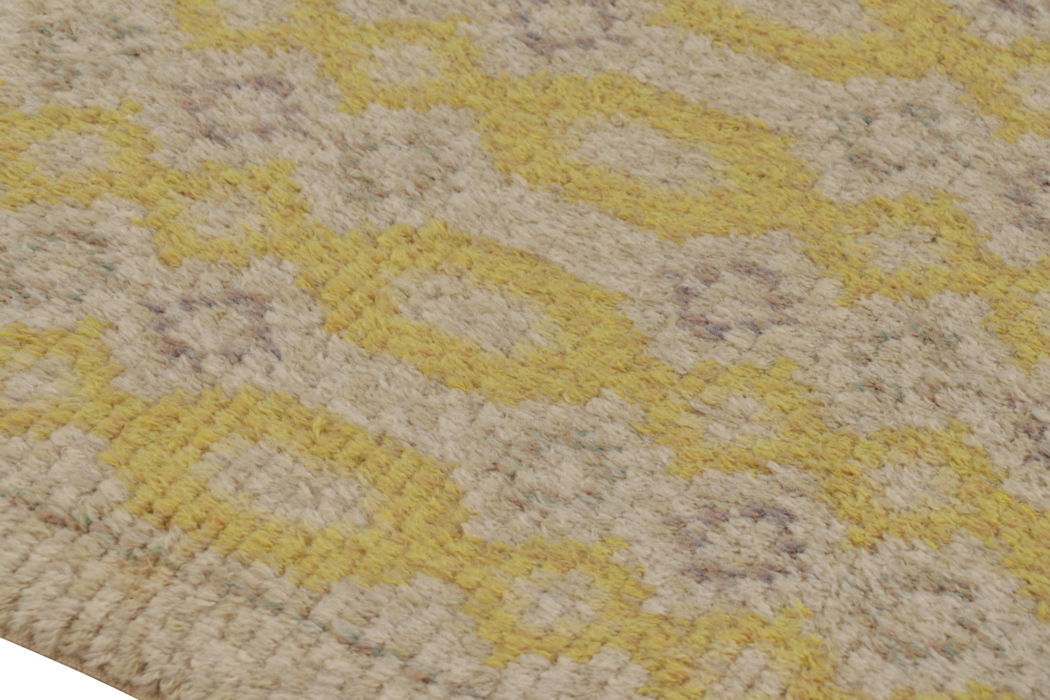 Tribale Tappeto vintage svedese Rya, motivi geometrici scandinavi in oro - Rug & Kilim in vendita