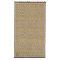 Tappeto vintage svedese Rya, motivi geometrici scandinavi in oro - Rug & Kilim
