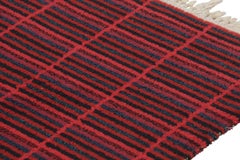 Vintage Swedish Rya Rug, Scandinavian Geometric Patterns in Gray - Rug & Kilim