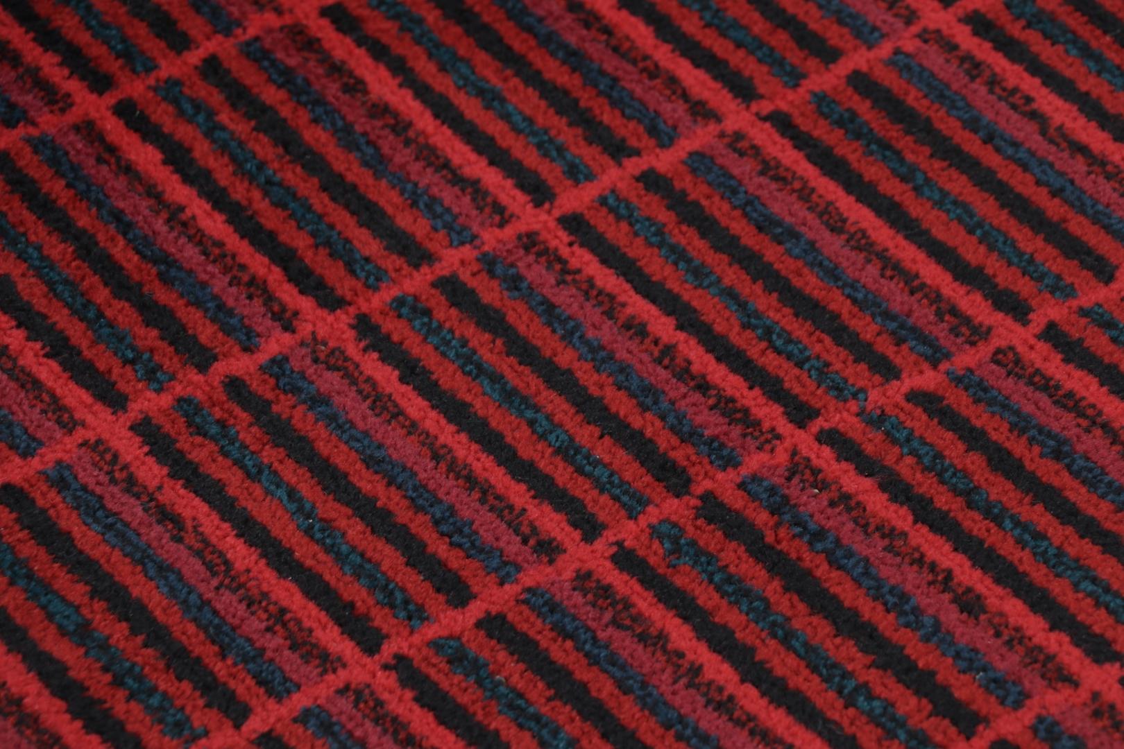 Alfombra sueca vintage Rya, motivos geométricos escandinavos en gris - Rug & Kilim Anudado a mano en venta