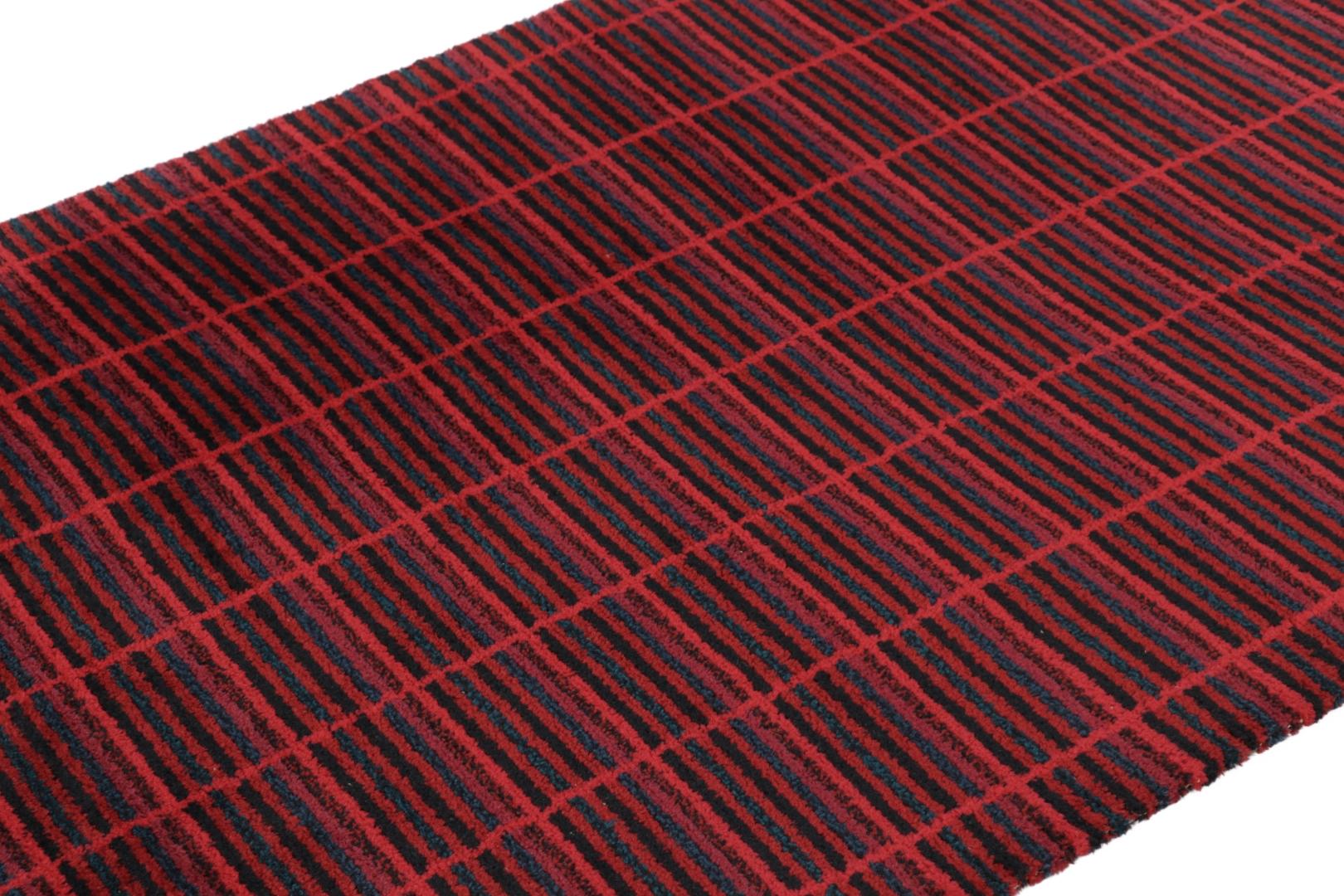 Alfombra sueca vintage Rya, motivos geométricos escandinavos en gris - Rug & Kilim en venta 1