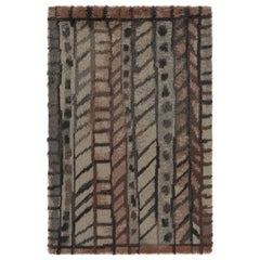 Vintage Swedish Rya Rug, Scandinavian Geometric Patterns in Gray - Rug & Kilim