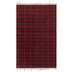 Vintage Swedish Rya Rug, Scandinavian Geometric Patterns in Gray - Rug & Kilim