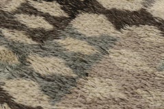Vintage Swedish Rya Rug, Scandinavian Geometry in Cool Gray Tones - Rug & Kilim