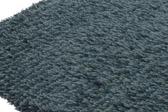 Vintage Swedish Rya Rug, Scandinavian Solid Design in Teal Blue - Rug & Kilim