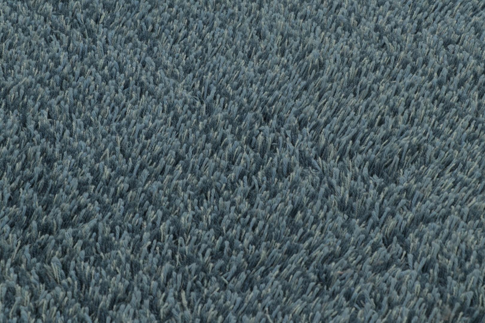 Alfombra sueca vintage Rya, diseño sólido escandinavo en azul turquesa - Rug & Kilim Anudado a mano en venta