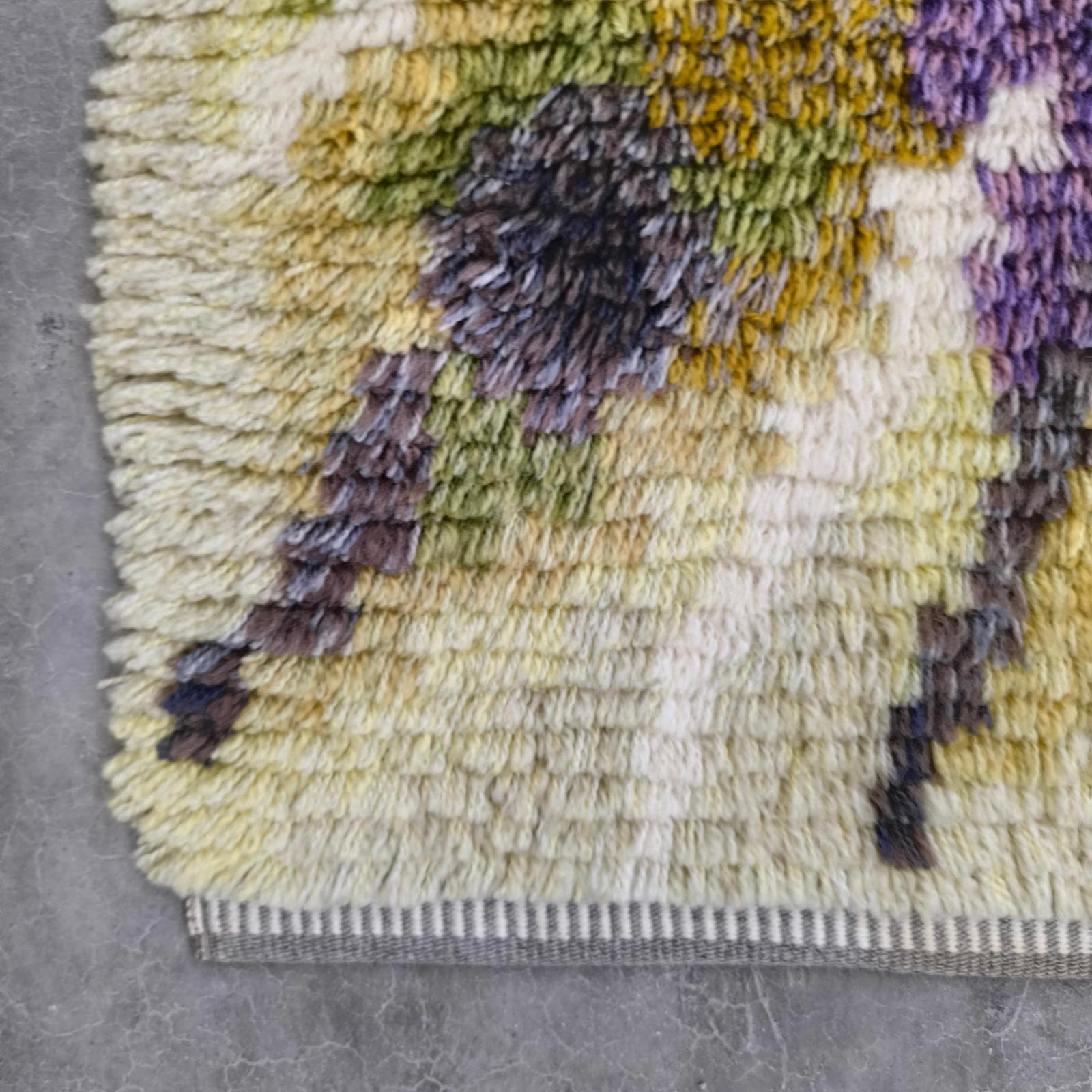 Tappeto vintage svedese Rya Tibet, Krokus Flower di Ingrid Jagarz per Mark Rya 1960 in vendita 2