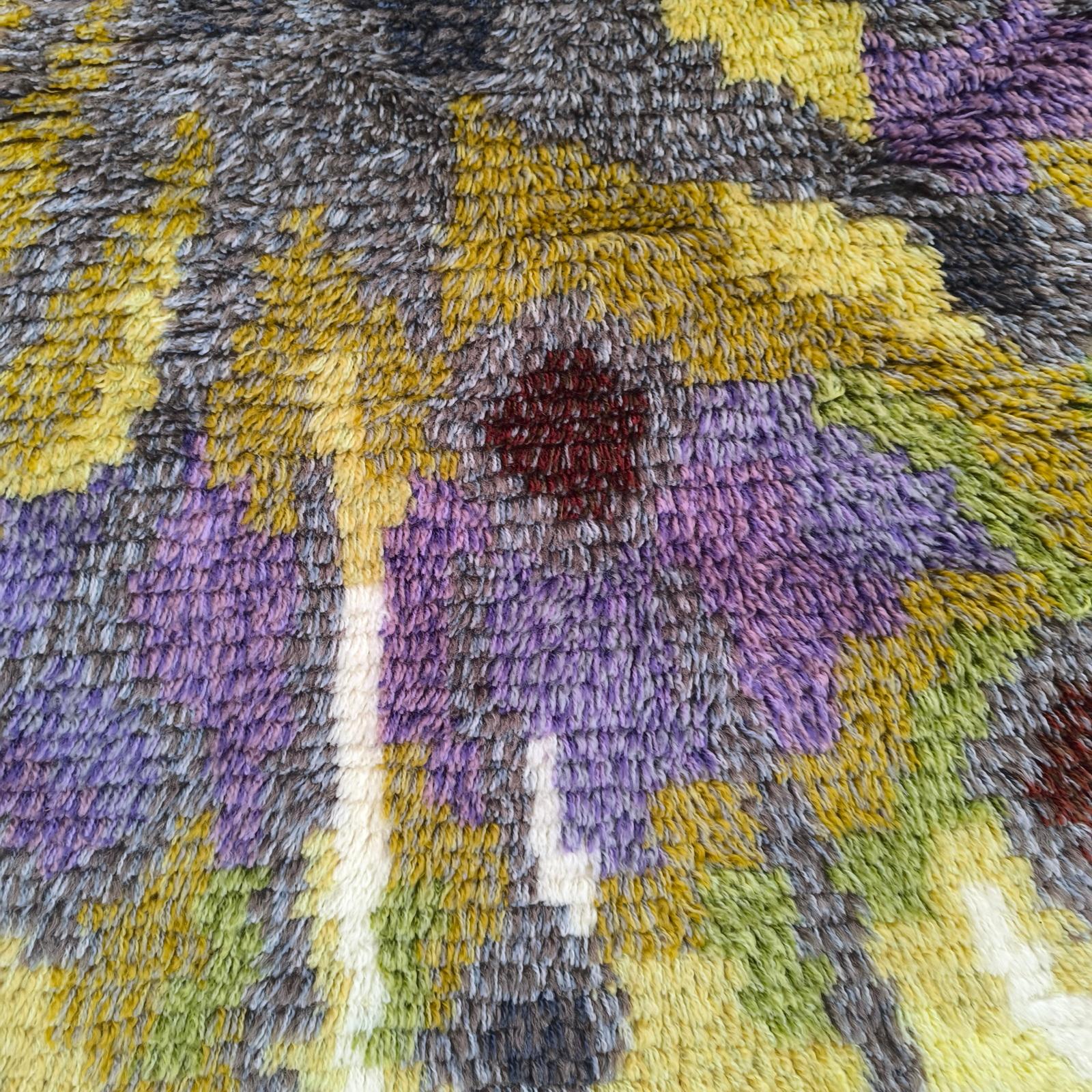 Tappeto vintage svedese Rya Tibet, Krokus Flower di Ingrid Jagarz per Mark Rya 1960 in vendita 3
