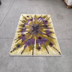 Vintage Swedish Rya Rug Tibet, Krokus Flower von Ingrid Jagarz für Mark Rya 1960s