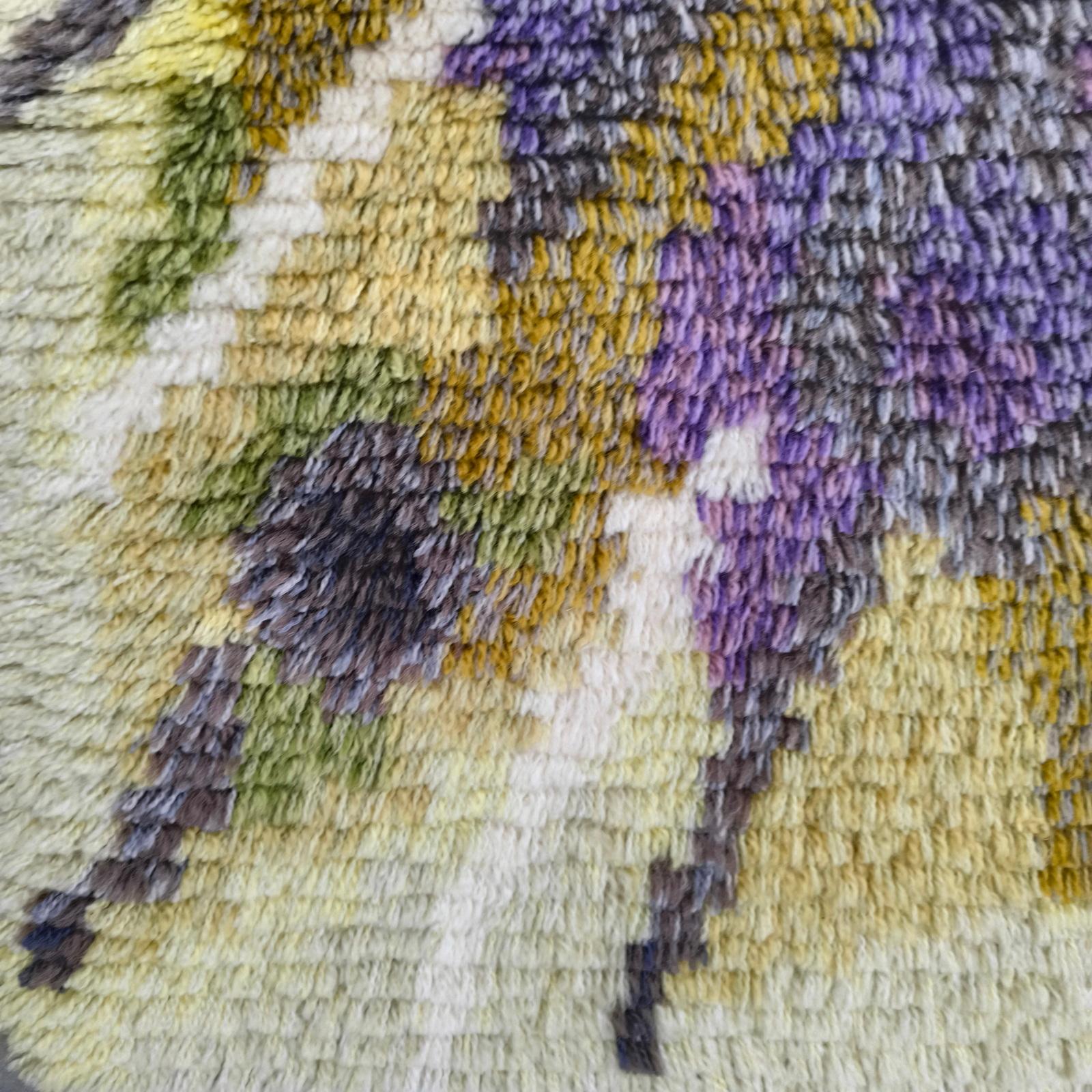 Tappeto vintage svedese Rya Tibet, Krokus Flower di Ingrid Jagarz per Mark Rya 1960 in vendita 1