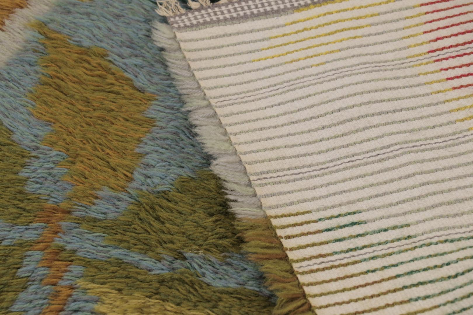 Svedese Vintage Swedish Rya Rug, Vibrant Scandinavian Floral Patterns - Rug & Kilim in vendita