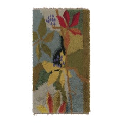 Vintage Swedish Rya Rug, Vibrant Scandinavian Floral Patterns - Rug & Kilim