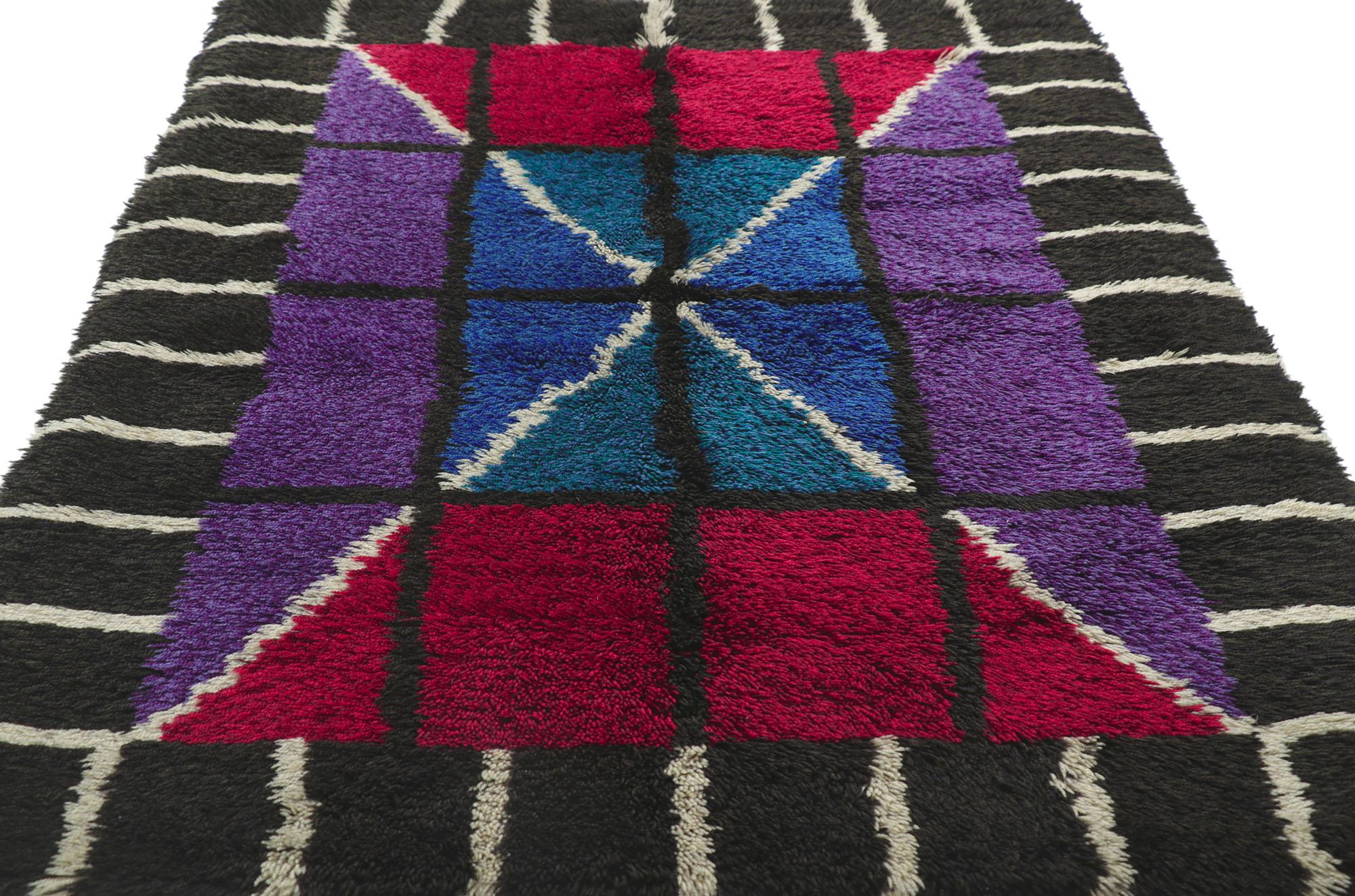 Vintage Swedish Rya Rug with Abstract Expressionist Style In Good Condition For Sale In Dallas, TX