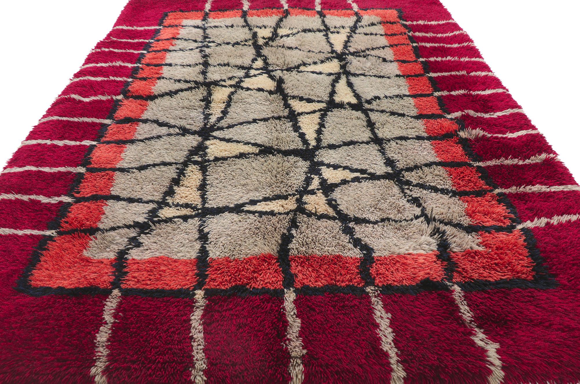 Vintage Swedish Rya Rug with Abstract Expressionist Style In Good Condition For Sale In Dallas, TX