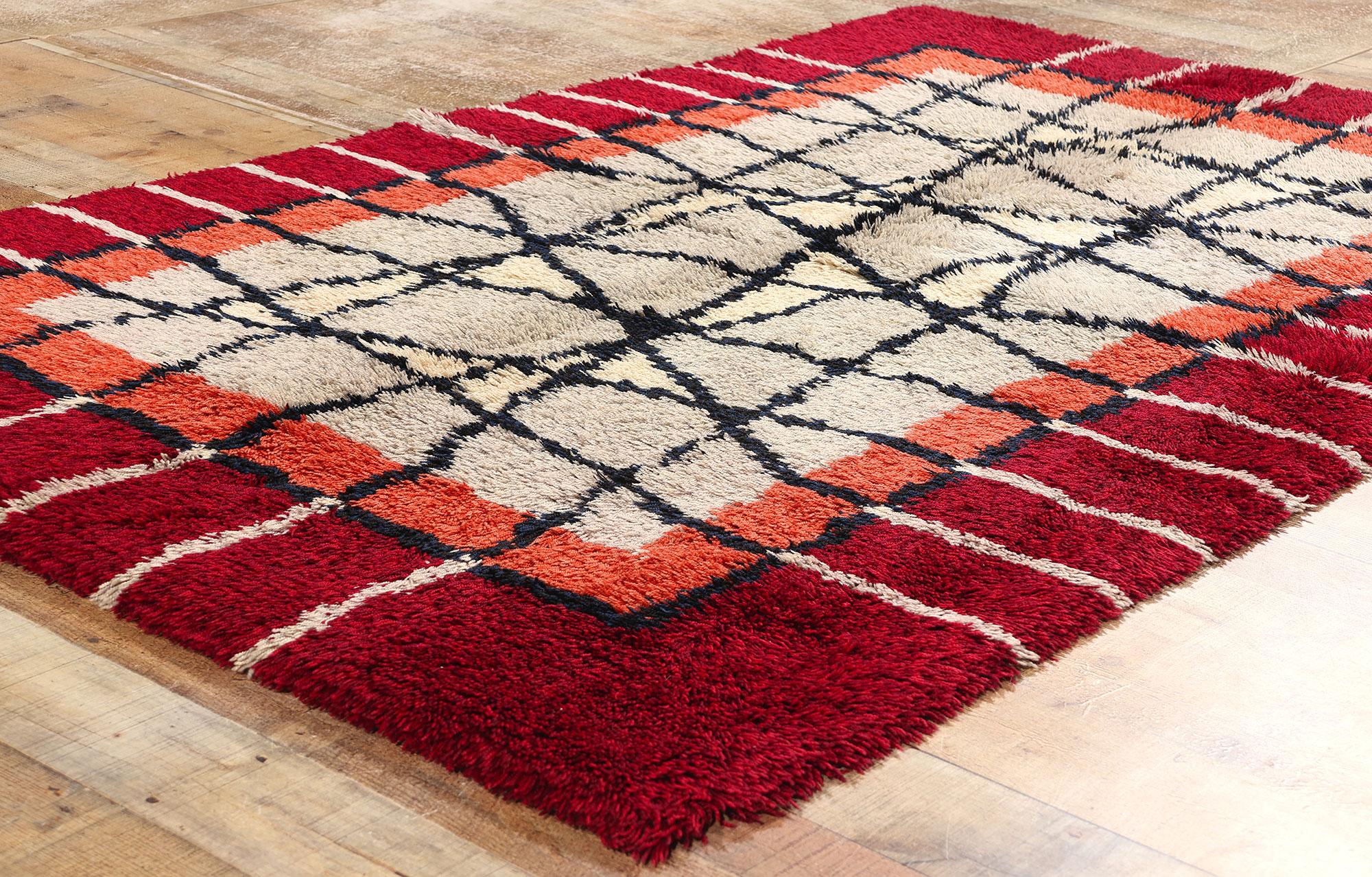 Wool Ulla Kronlof Vintage Abstract Scandinavian Modern Swedish Rya Rug For Sale