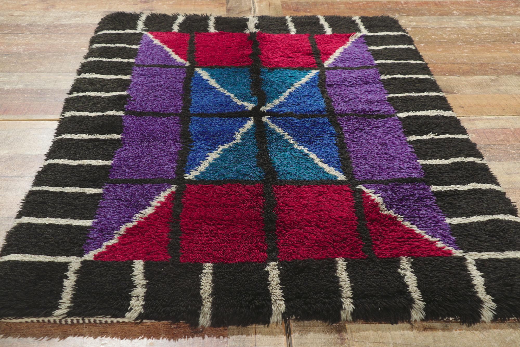 Vintage Swedish Rya Rug with Abstract Expressionist Style For Sale 1