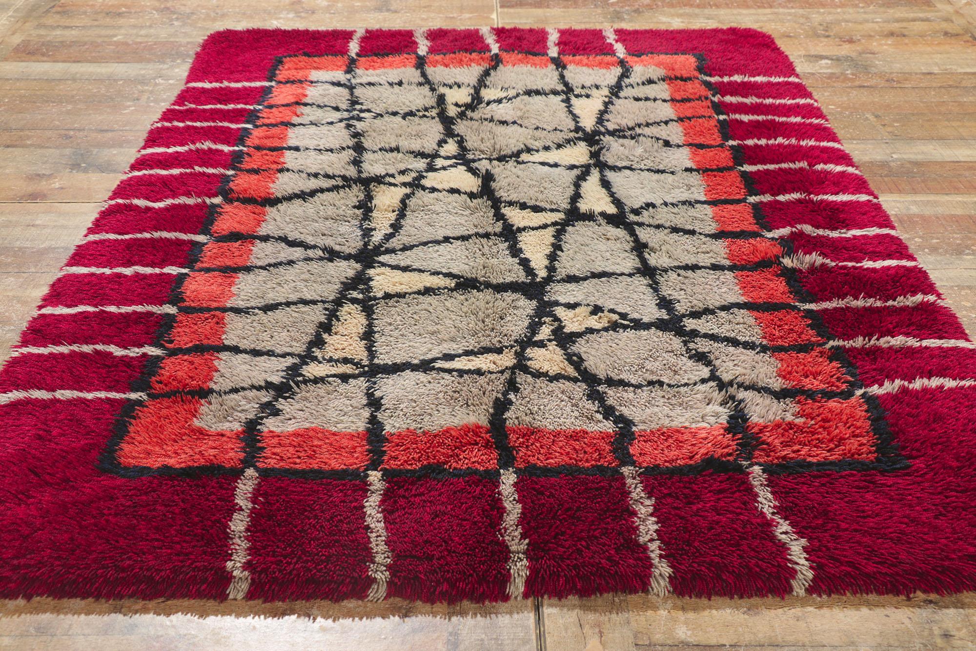 Vintage Swedish Rya Rug with Abstract Expressionist Style For Sale 1